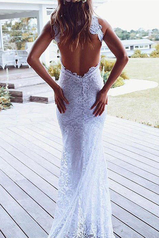 High Neck Lace Summer Beach Wedding Dress for Hot Days