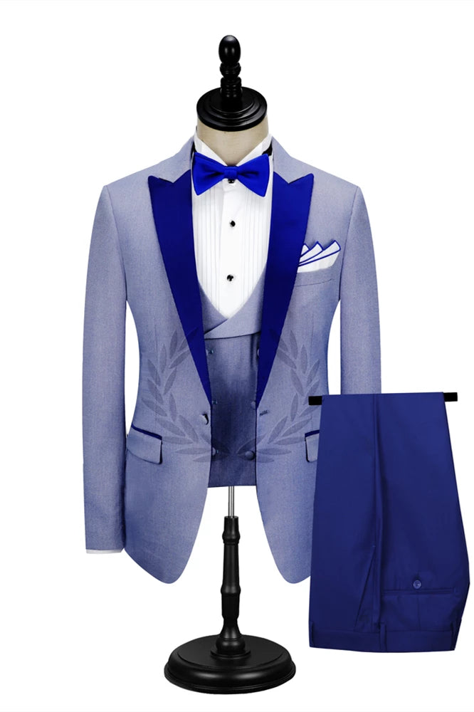 Formal Man's Suits - Shining Ronald Dinner Prom Royal Blue With Peak Lapel