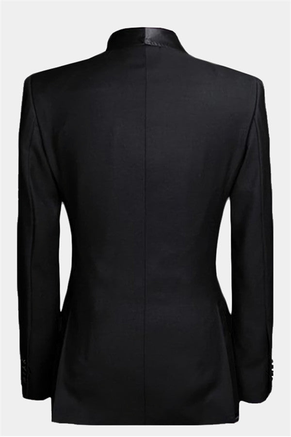 Luxury Black Double Breasted 2 Piece Wedding Tuxedo