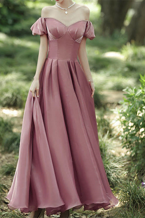 Elegant Sweetheart Long Evening Dress with Off-The-Shoulder