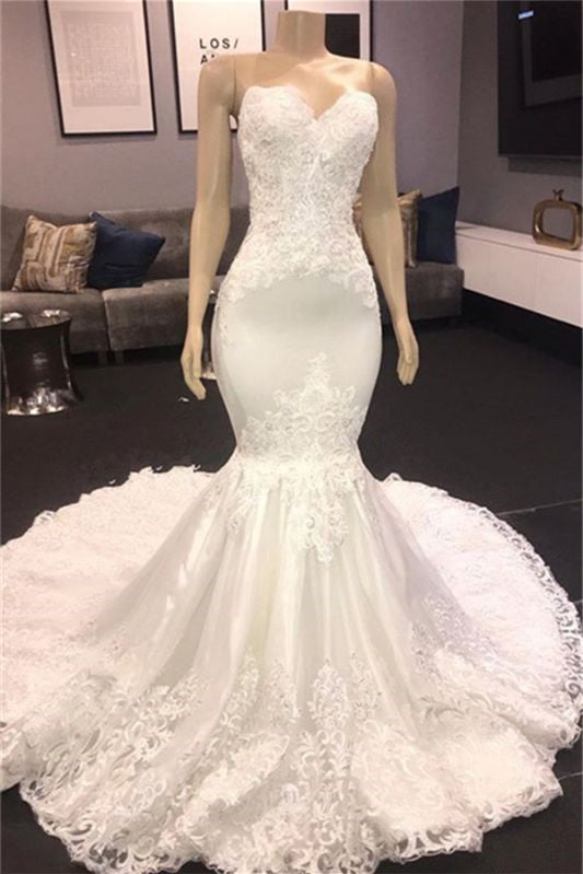 Sleeveless Lace Sweetheart Mermaid Wedding Dress