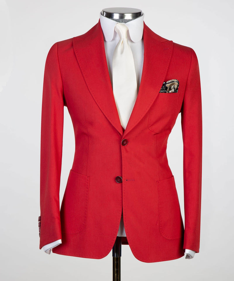 Donald Bespoke Red Peaked Lapel Men Suits 3 Pieces