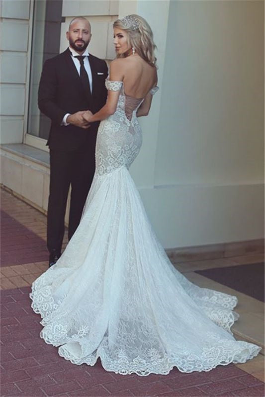 Sweetheart Mermaid Lace Wedding Dress With Lace-up Back