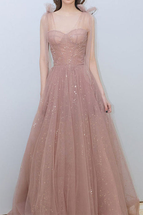 Shining Pink Prom Dress with Sweetheart Neckline and Sequins