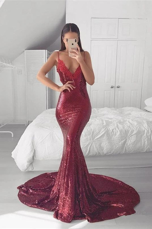 Mermaid Sequins Prom Dress with Spaghetti-Straps