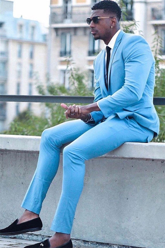 Look Dapper in the Best Fitted 2-Piece Blue Party Suit for Prom