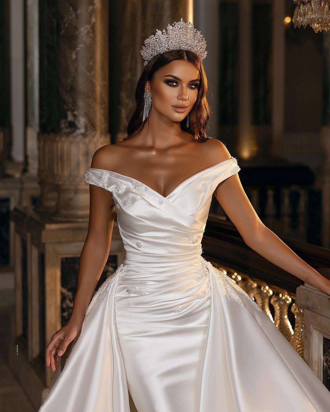 Gorgeous A-Line Satin Wedding Dress with Off-The-Shoulder Sweetheart, Backless, and Ruffles Appliques