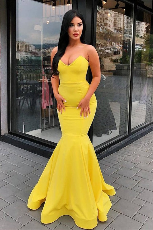 Be a Sweetheart in Yellow Mermaid Prom Dress Long