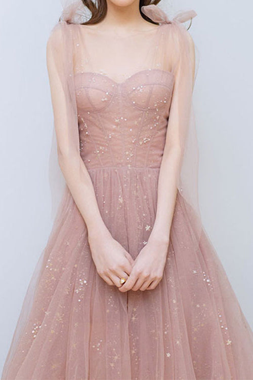 Shining Pink Prom Dress with Sweetheart Neckline and Sequins