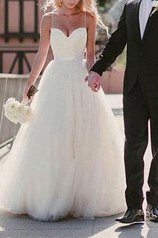 Tulle Wedding Dress with Spaghetti-Straps