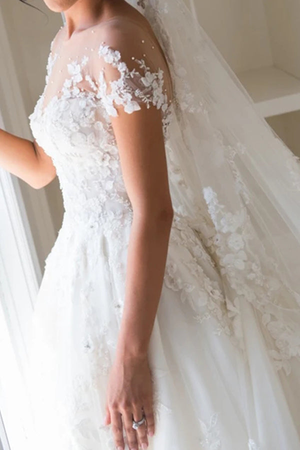 Gorgeous Jewel Beaded Tulle Wedding Dress