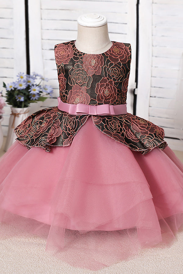 Jewel Sleeveless Flower Girl Dress with Appliques for Ball Gowns