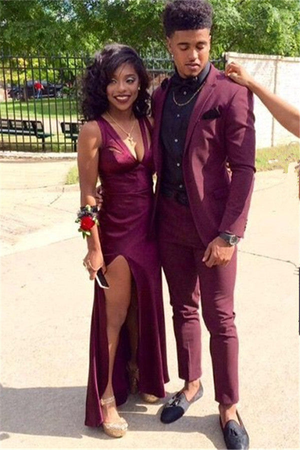 2 Pieces Casual Prom Party Suit for Men - Burgundy