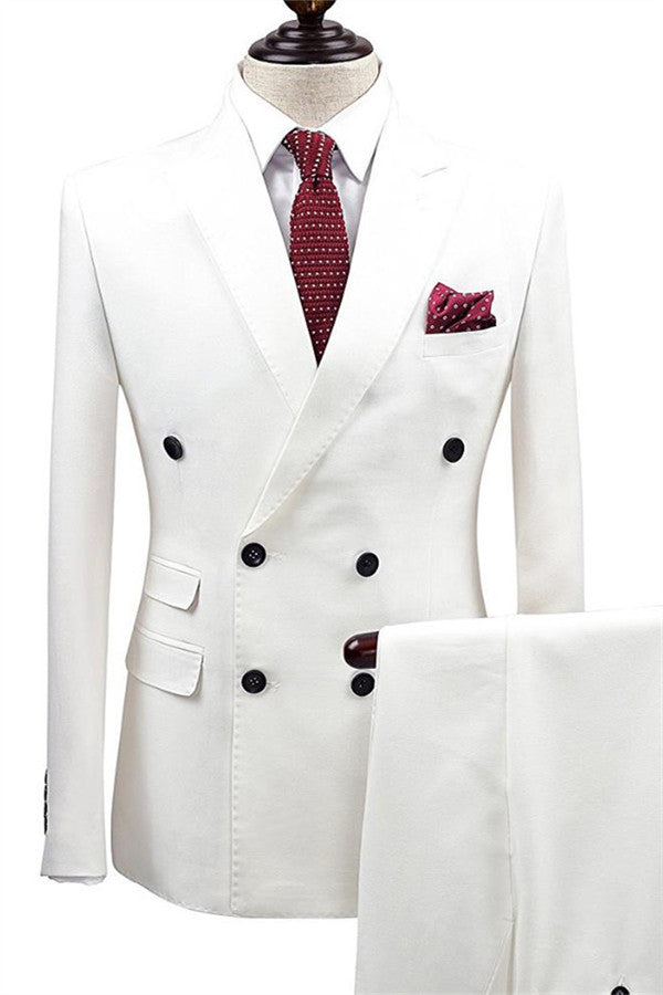 2-Piece Handsome White Wedding Suit for Men's Party