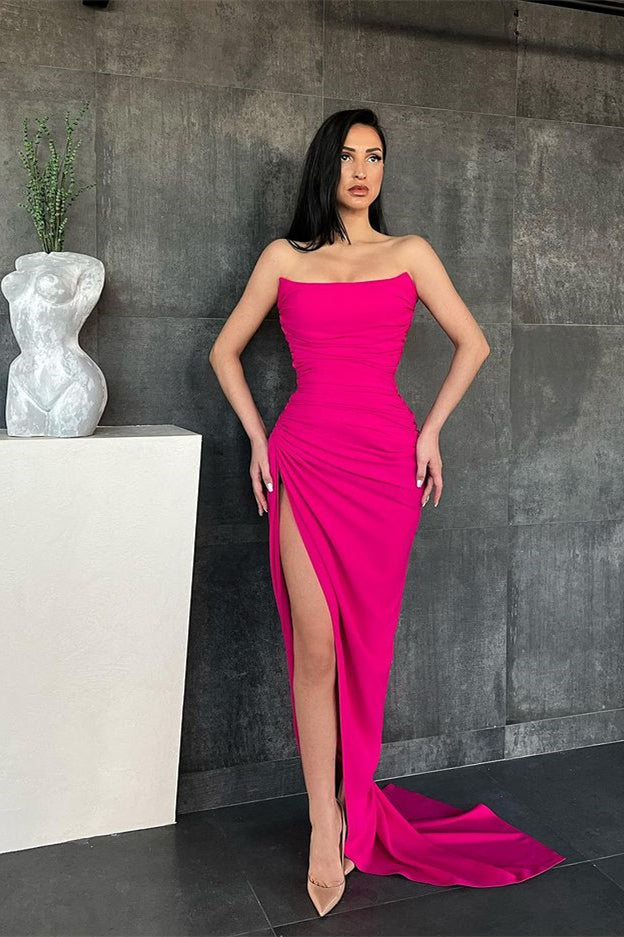 Mermaid Strapless Long Evening Dress With Split