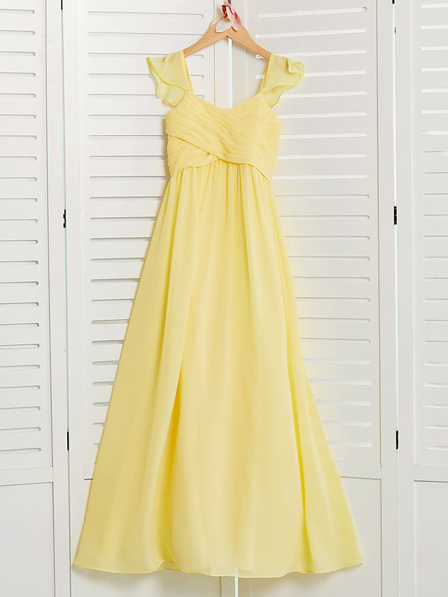 A-Line Chiffon Junior Bridesmaid Dress with Ruffles & Ruching