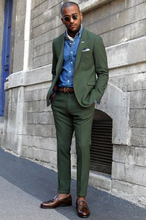 Elegant Dark Green Wedding Suits for 2022 with Peaked Lapel