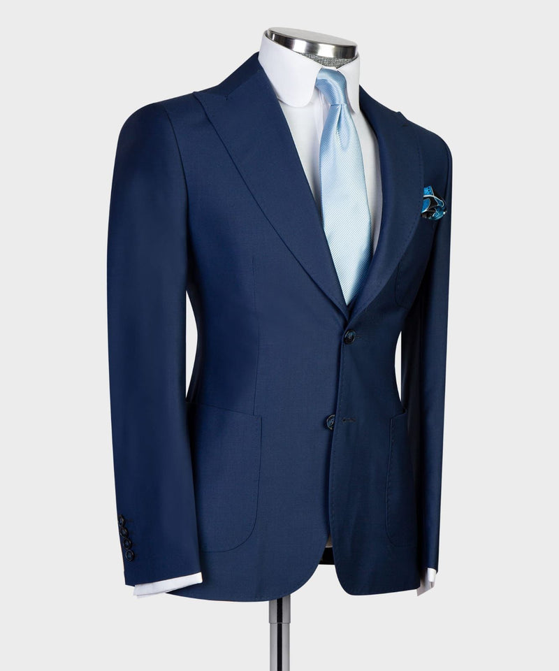 Dud New Arrival Navy Peaked Lapel 3-Piece Business Suit for Men