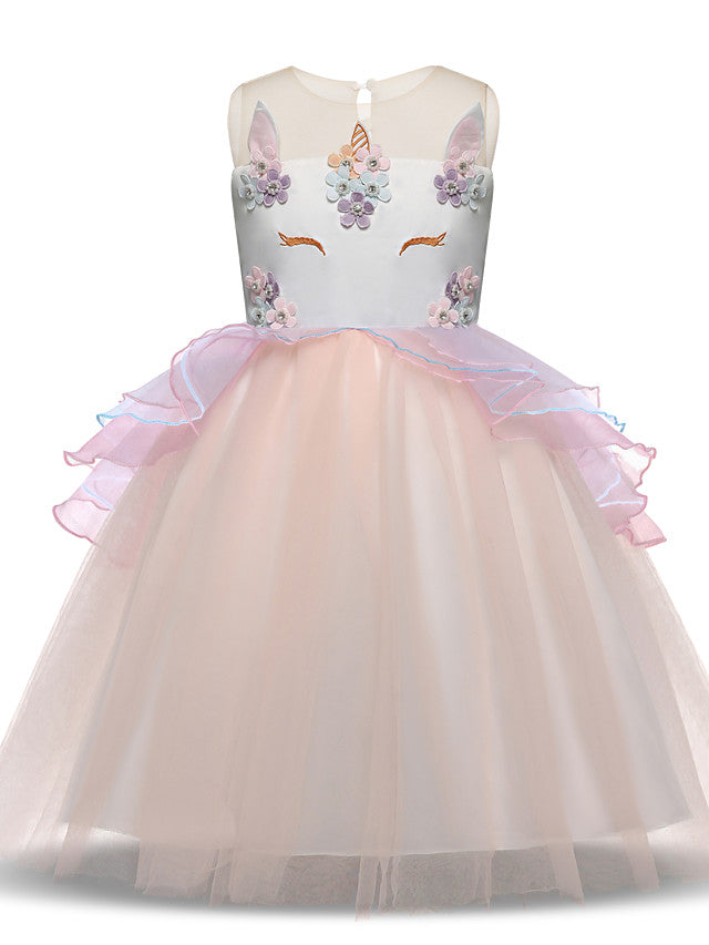 Princess Midi Party Dress ¨C Satin Tulle Embroidery & Appliques