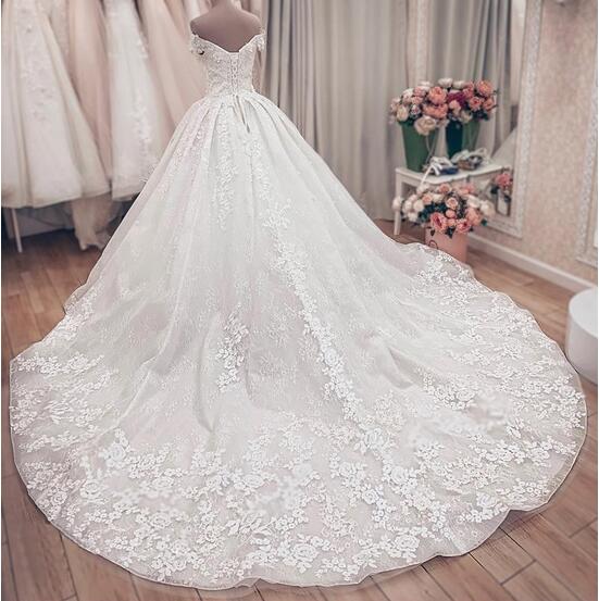 Luxury A-Line Lace Off Shoulder Wedding Dress