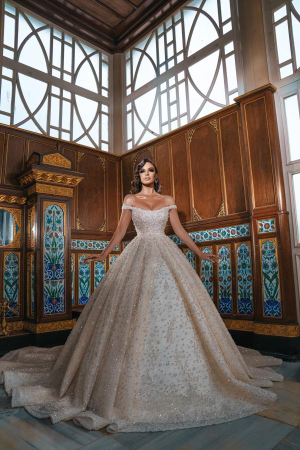 Dasida Luxury Off-the-shoulder Sequins Long Wedding Dress With Slit