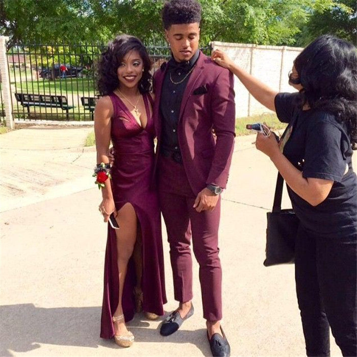 2 Pieces Casual Prom Party Suit for Men - Burgundy