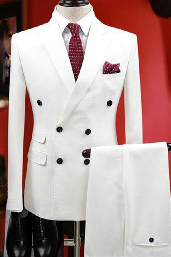 2-Piece Handsome White Wedding Suit for Men's Party