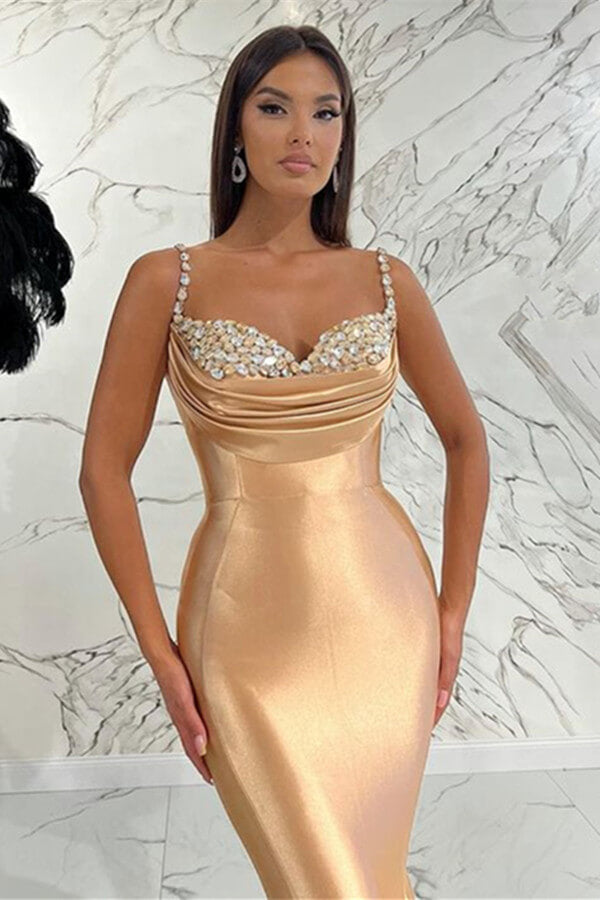 Mermaid Spaghetti-Straps Sweetheart Evening Dress with Sequins Online