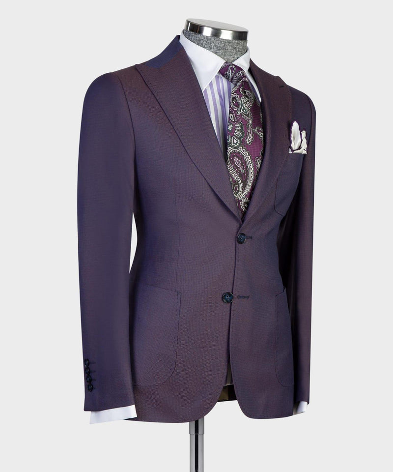 Eamonn Modern Dark Purple 3-Piece Peaked Lapel Men Suits for Business