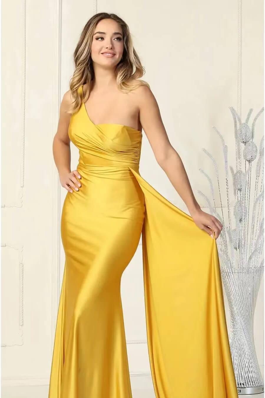 Elegant Long With Ruffles Evening Dress Sweetheart One Shoulder Online Mermaid