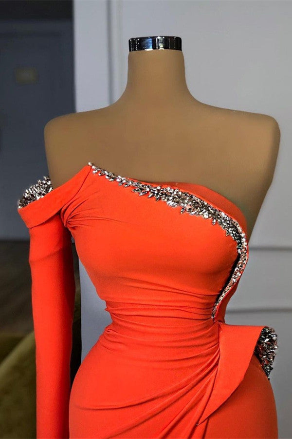 Gorgeous Orange Long Sleeves Sequins Mermaid Prom Dress