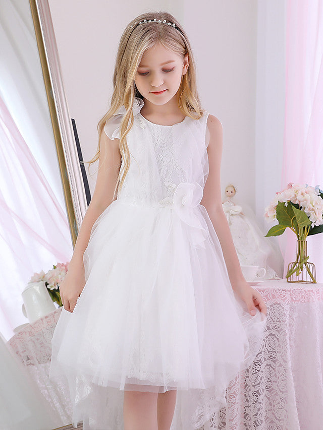 Luxurious Princess Ball Gown for Flower Girls Lace Satin Tulle with Cascading Ruffles