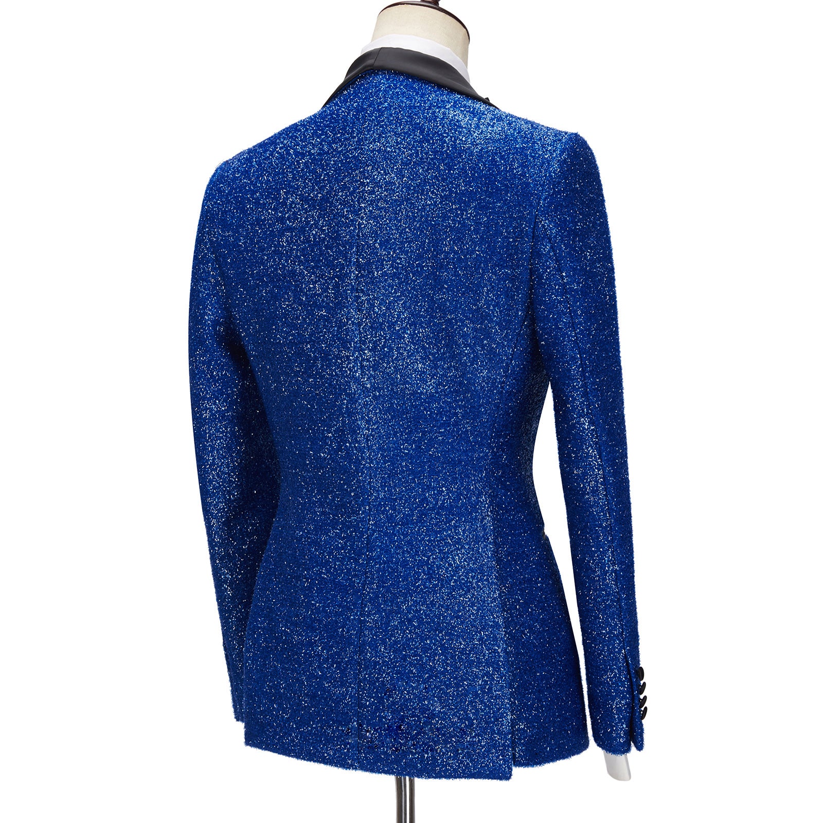 Three Pieces Prom Attire For Guys - Royal Blue Sparkle One Button