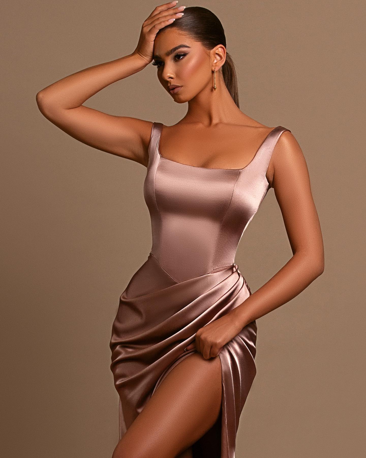 Dusty Rose Mermaid Prom Dress: Spaghetti-Straps Square Neck Online