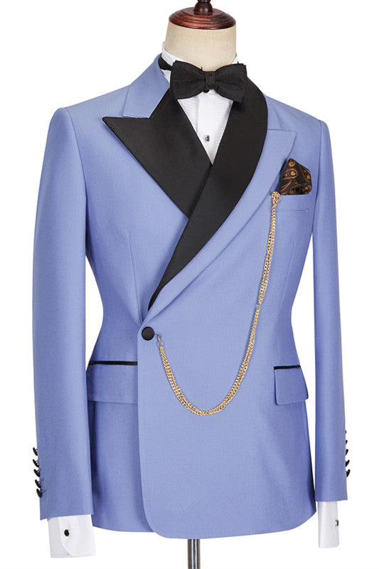 Morden Blue Best Fited Business Suit with Peaked Lapel for Guys