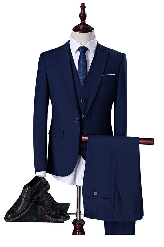 4-Piece Navy Blue Slim Fit Wedding Tuxedo Set