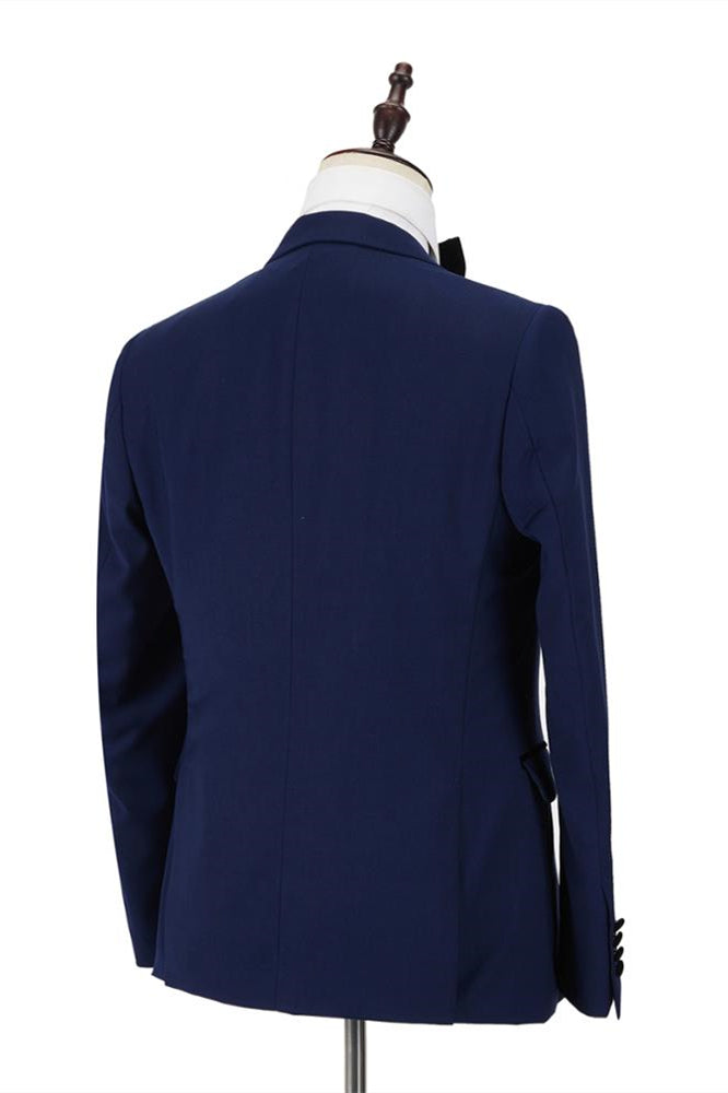 Popular Dark Blue Prince Suit with Velvet Peak Lapel for Wedding