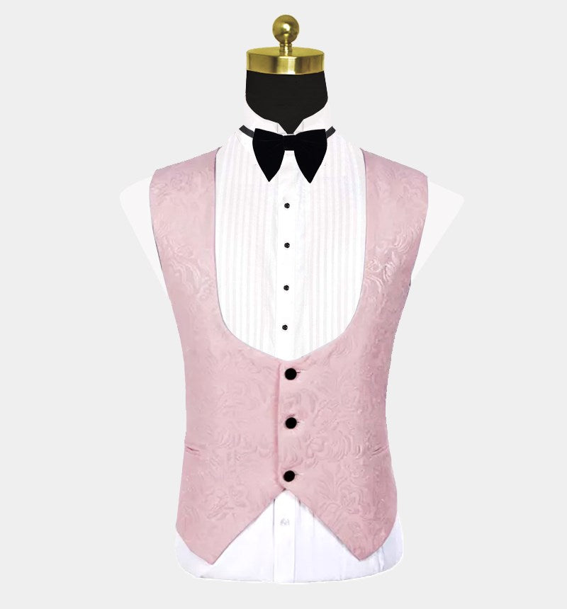 Unique Pink Jacquard Shawl Lapel Tuxedo for Guys