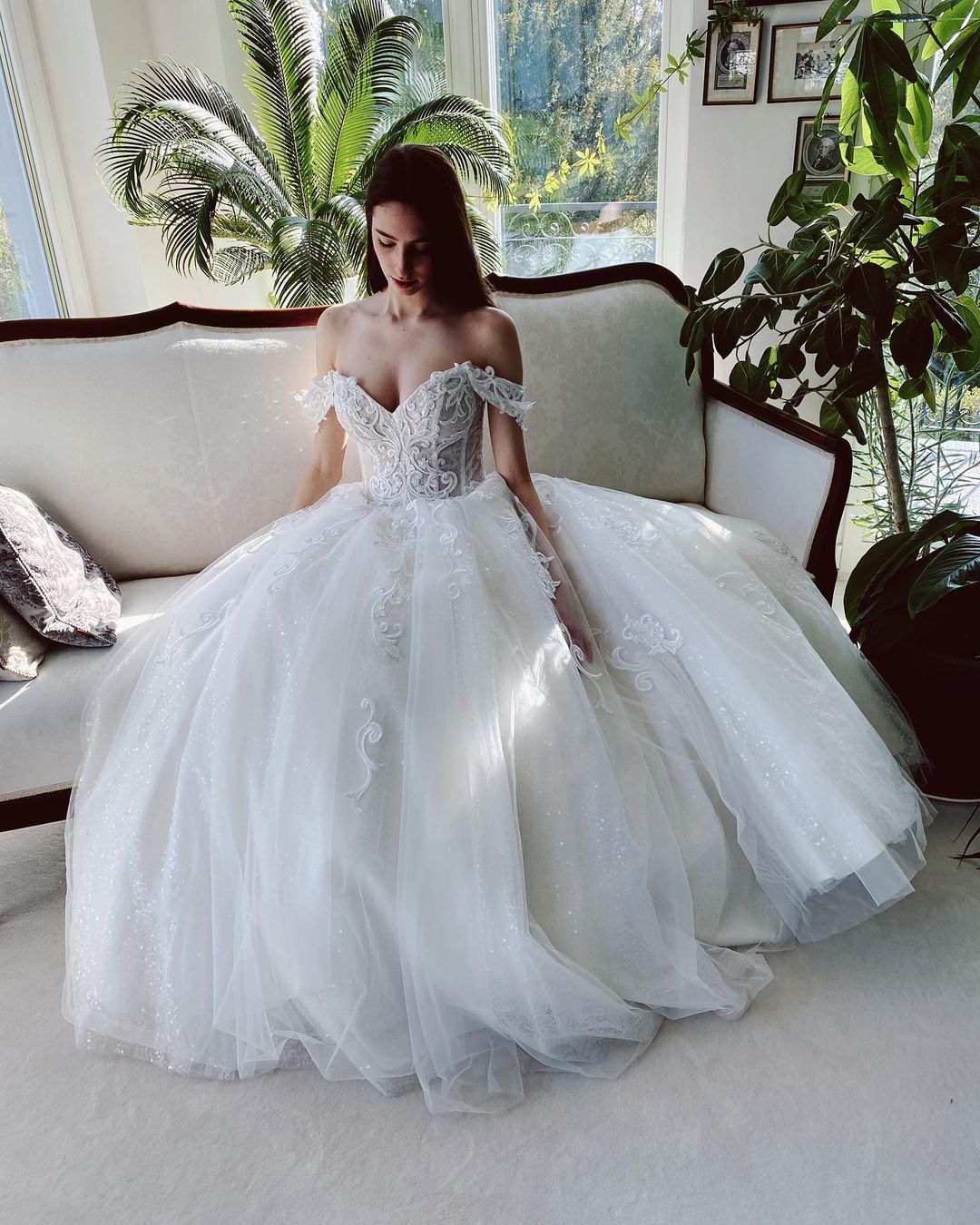 Charming A-Line Tulle Wedding Dress with Off-The-Shoulder