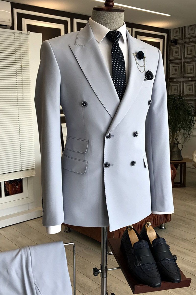 New Arrival Peaked Lapel Wedding Suit For Men with Double Breasted