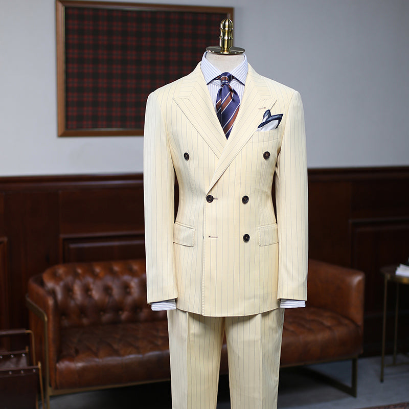 Gentle Best Striped Groom Suit for Prom Double Breasted