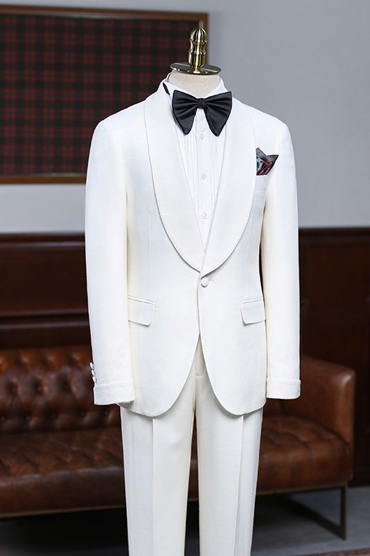 Look Dapper in Alva Classic White 2-Piece Custom Wedding Suit