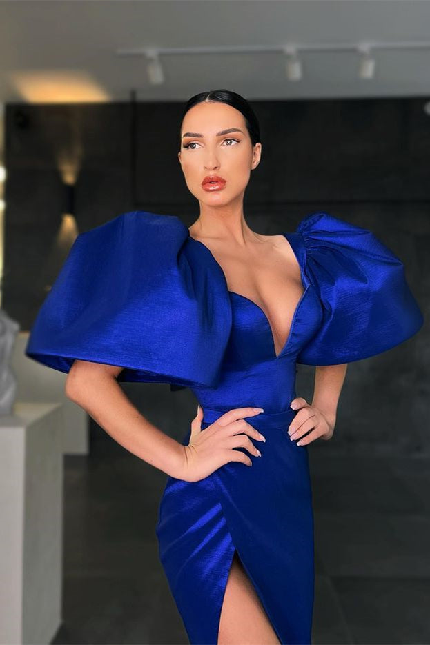 Mermaid Royal Blue Prom Dress With Slit