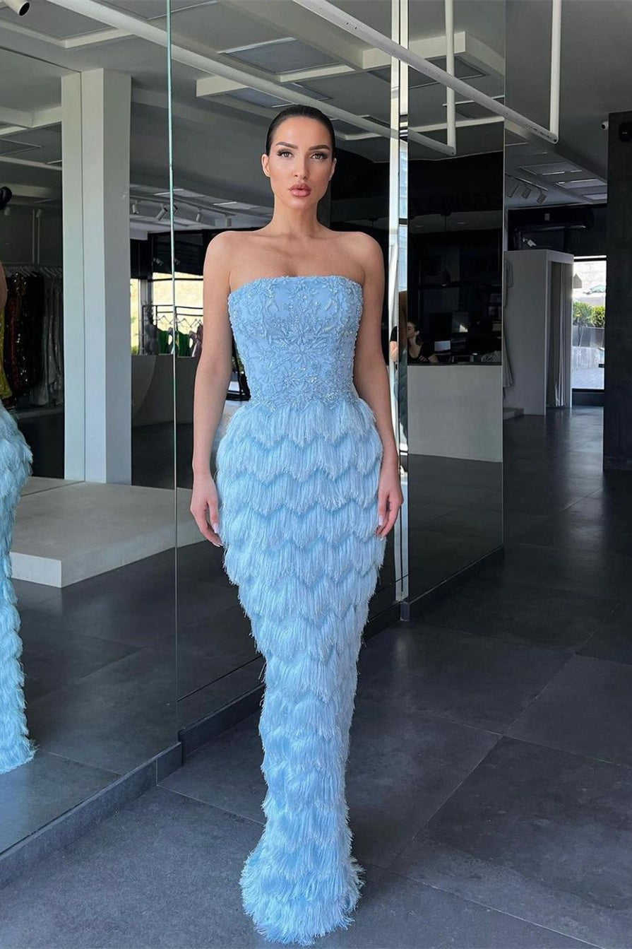 Mermaid Prom Dress with Sky Blue Appliques - Amazing Style