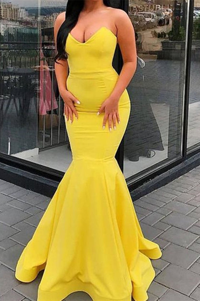 Amazing Yellow Sweetheart Mermaid Elegant Evening Dress