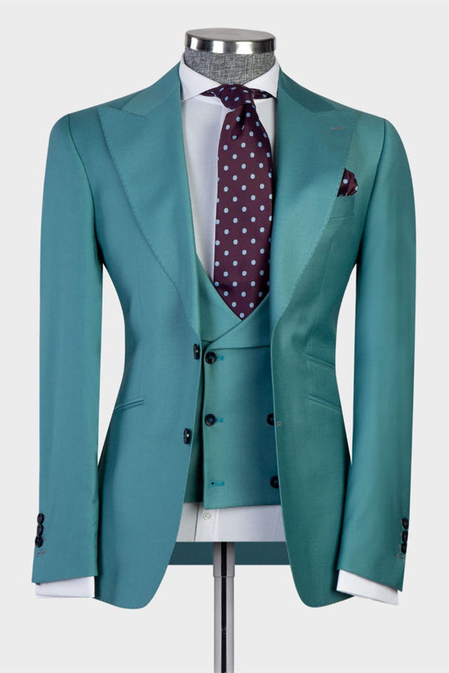 Ebenezer Green Fashion Two-Button 3-Piece Men Suit