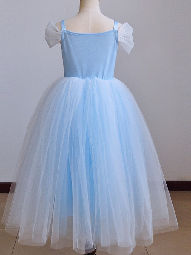 Short Sleeve Ball Gown Flower Girl Dress With Pendant