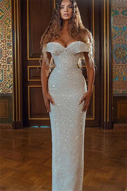 Stunning Mermaid White Sequins Prom Dress