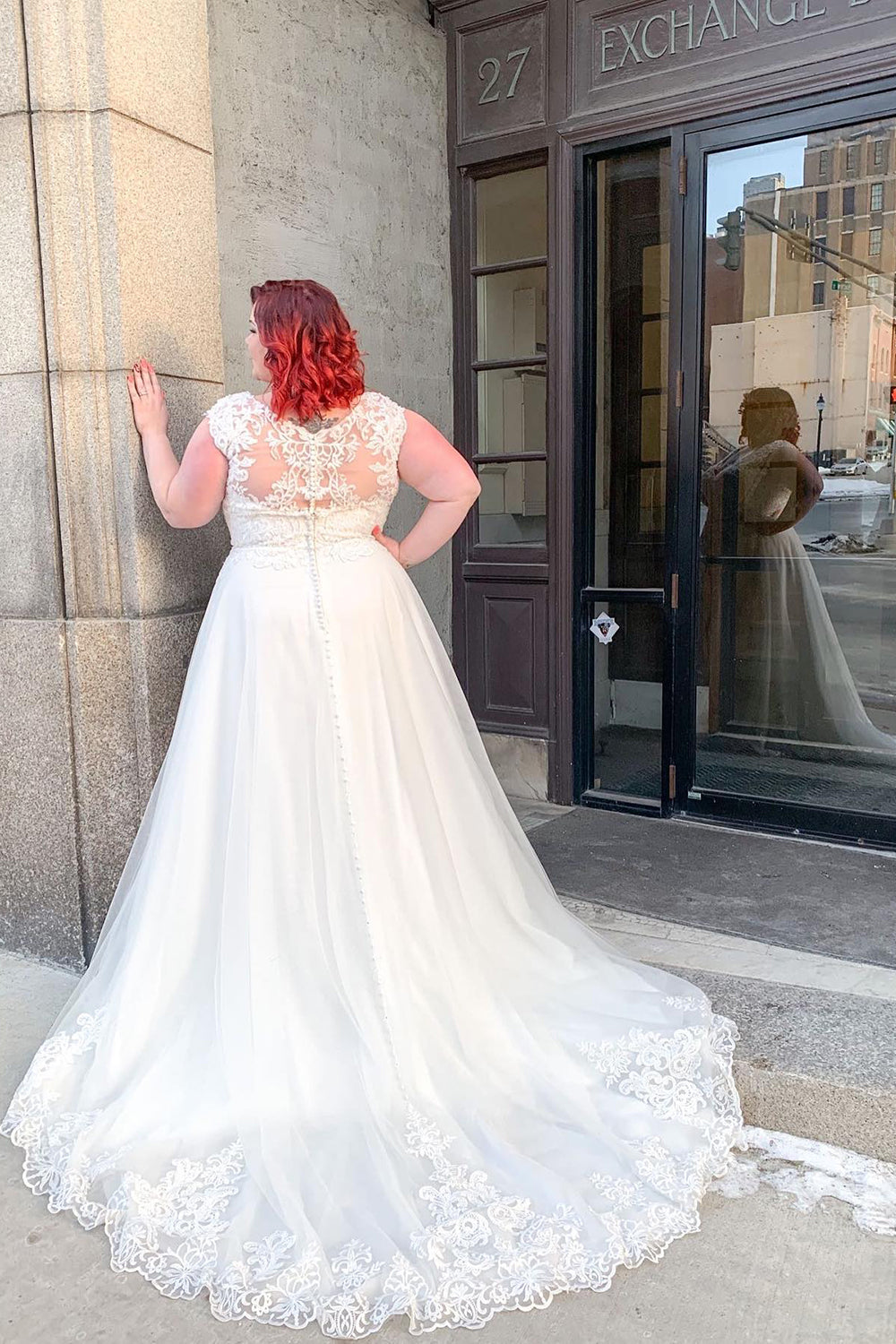 Charming V-Neck A-Line Wedding Dress With Wide Straps and Appliques Lace