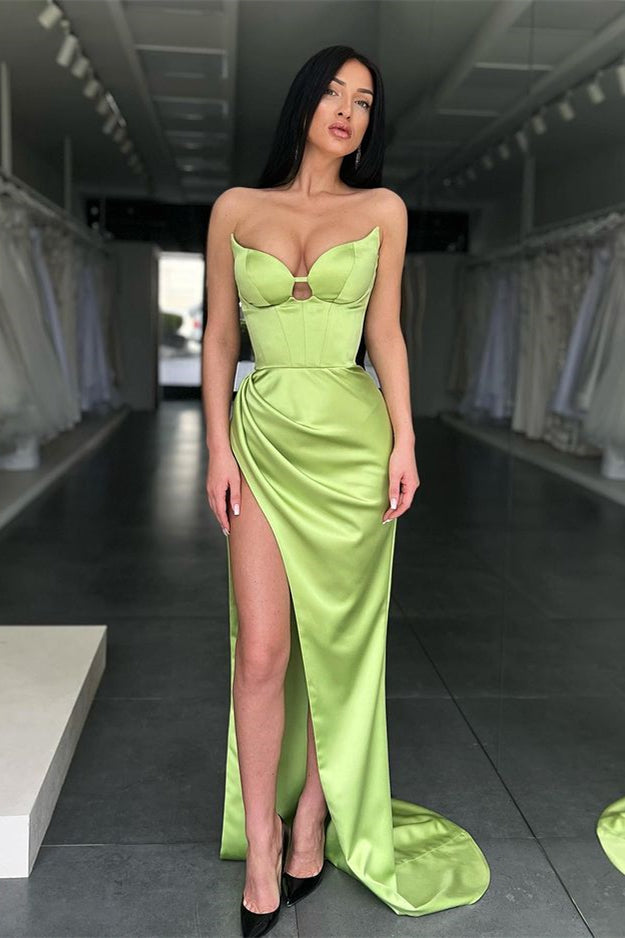 Sweetheart Light Green Mermaid Evening Dress With Split